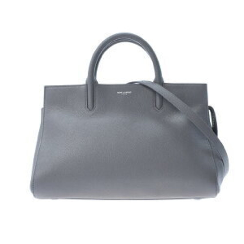 Saint Laurent Cavalier Gauche Leather Handbag Gray